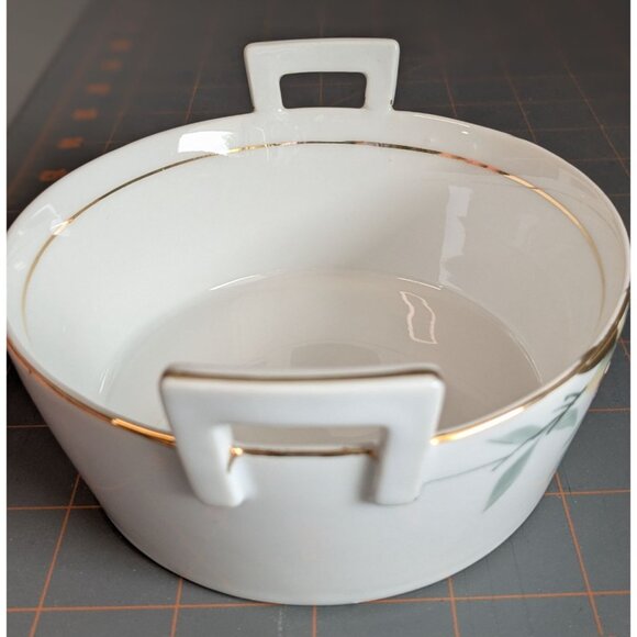 Noritake Azalea porcelain Butter Dish drip drain tray plate Gold Trim green M ma - Picture 12 of 16